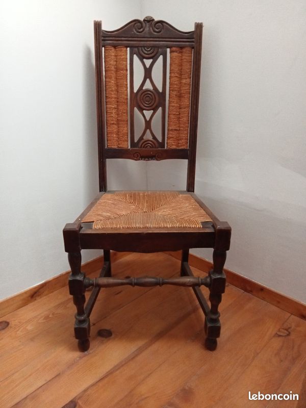 Lot de 4 chaises bois et osier (image 1)