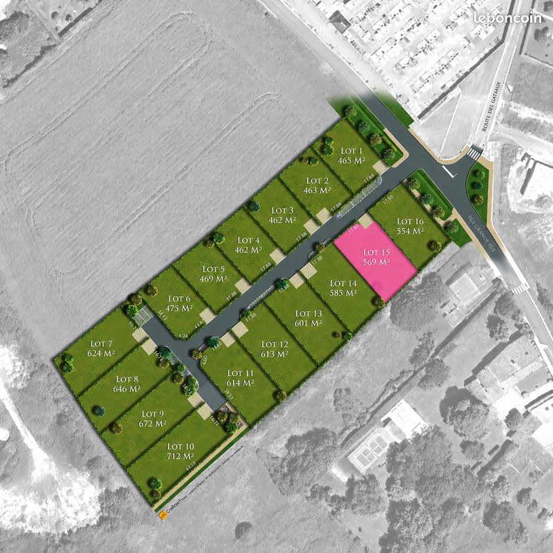 Terrain viabilisé 569 m² – Meursac (17120) · 59 500 €