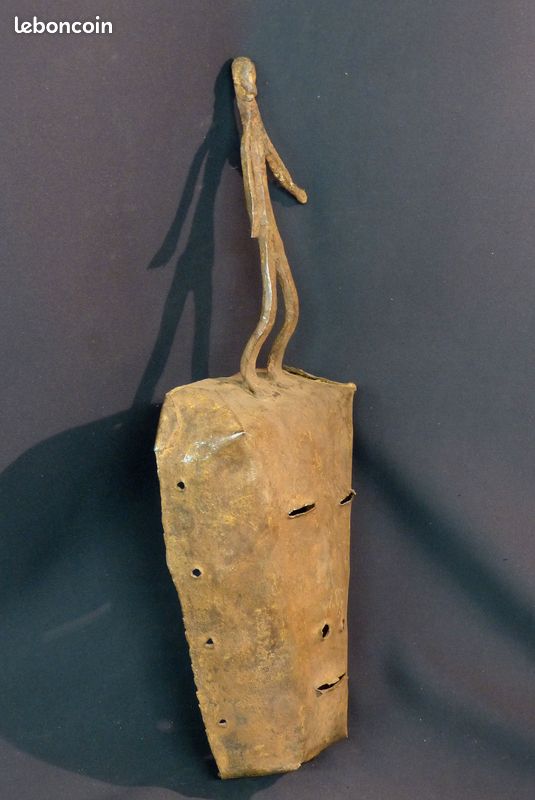 A Art Africain masque de forgeron Dogon Mali 45cm métal force brute primaire (image 4)