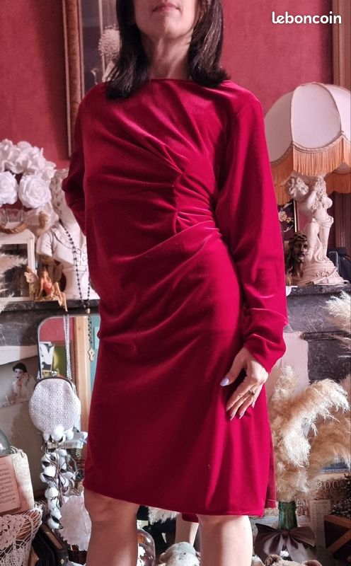 ❤️Robe de NoëL rouge Velours Vêtements