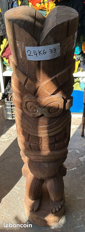 Statue totem Tiki 100 cm en bois de cocotier choix et rapport qualité prix imbattables (image 1)