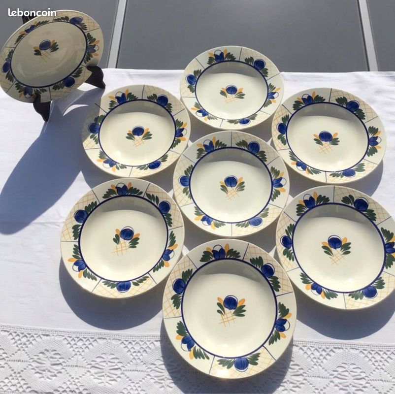8 assiettes creuses de Gien, modèle « Gérard » (image 2)
