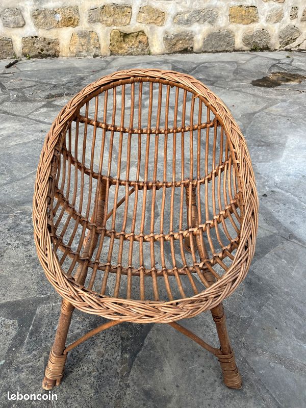Fauteuil coquille rotin enfant (image 2)