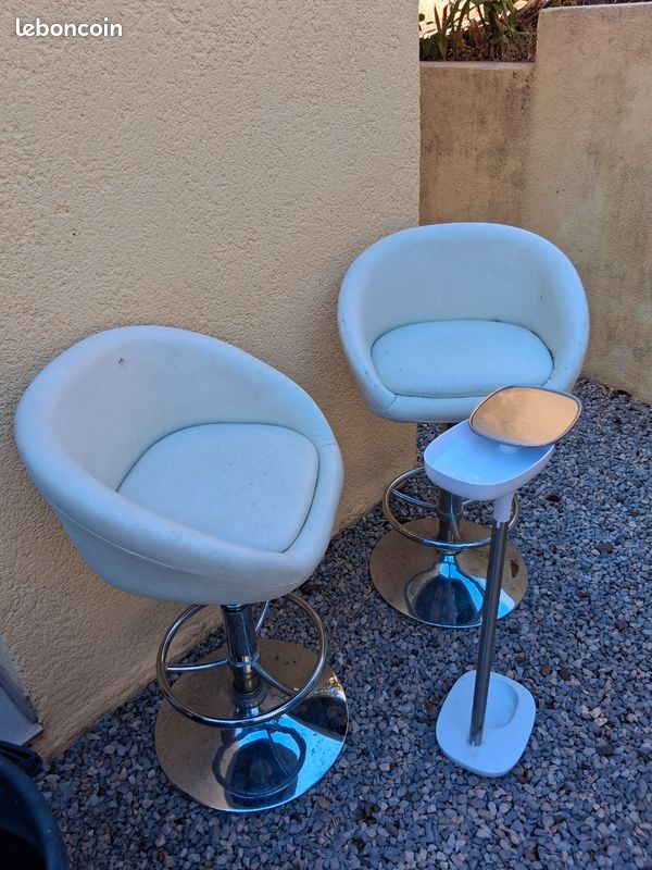 2 sieges de bar vintage moderne avec cendrier sur pied (image 6)