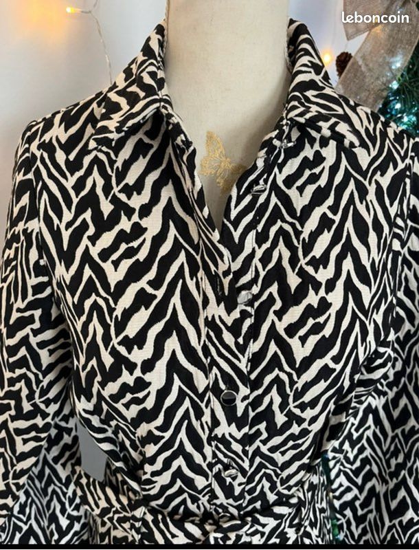 Longue Robe En Lin NAF NAF – Noire – Taille 36 – Occasion Très Bon État