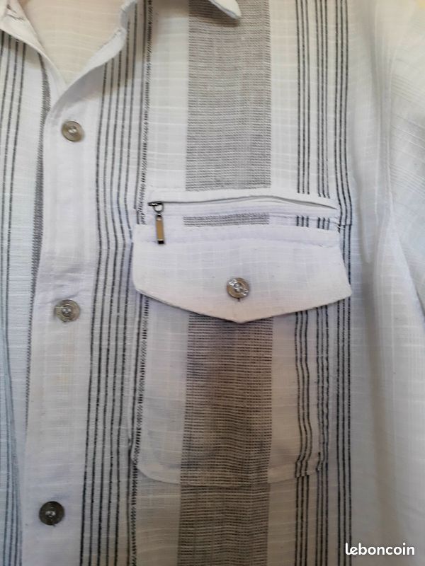 Chemise Homme Green-G En Coton/polyamide, Taille XXL, Manches Courtes, Motif Carreaux Blanc - Occasion Bon état