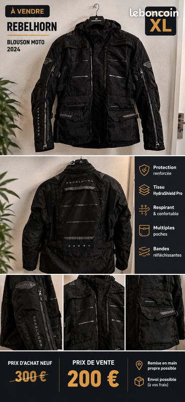 Blouson moto " REBELHORN" (image 1)