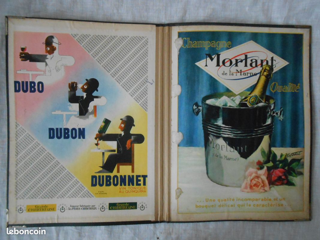 Sous-main Publicitaire Dubonnet – Affiche Ancienne Chartreuse & Champagne Morlant – Années 1900