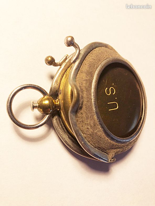 Vintage Rond Boussole Compass à Gousset En Métal Randonnée Marine Mer