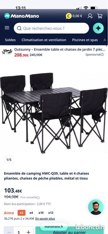 Table et chaise pêcheur (image 2)