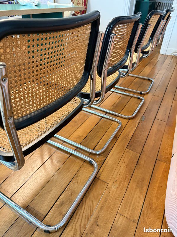 Lot 4 chaises vintage Marcel Breuer S 32 noires (image 11)