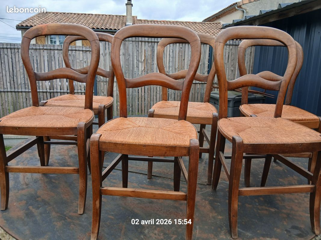 Lot de 6 chaises de salle à manger vintage en chêne – Probablement