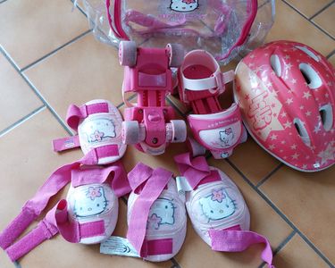 Set De Protection Hello Kitty - Casque, Genouillères, Coudières