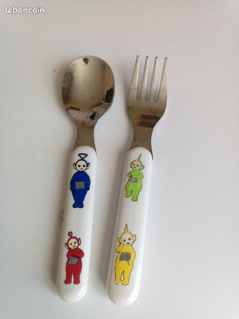 Set Mélamine Vintage Teletubbies 1998 - Bol Et Couvert Fourchette/Cuillère