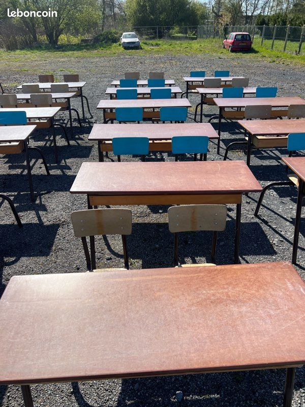 Bureaux d’école vintage en métal et bois - parfait pour déco, bureau ou atelier (image 2)
