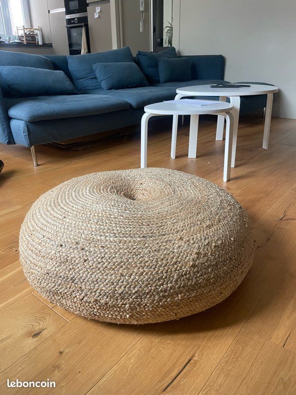 Pouf rond en jute (image 1)