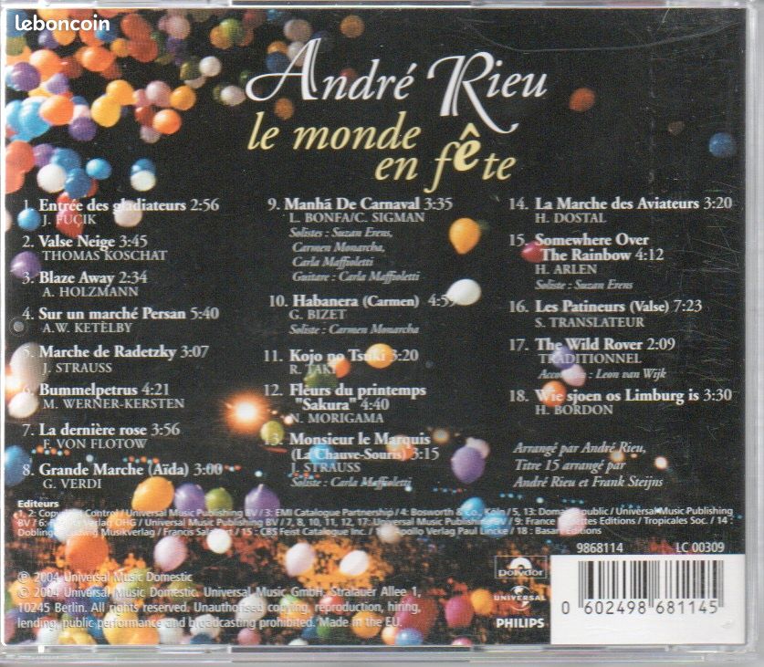 CD André Rieu " Le Monde en Fête " (image 2)