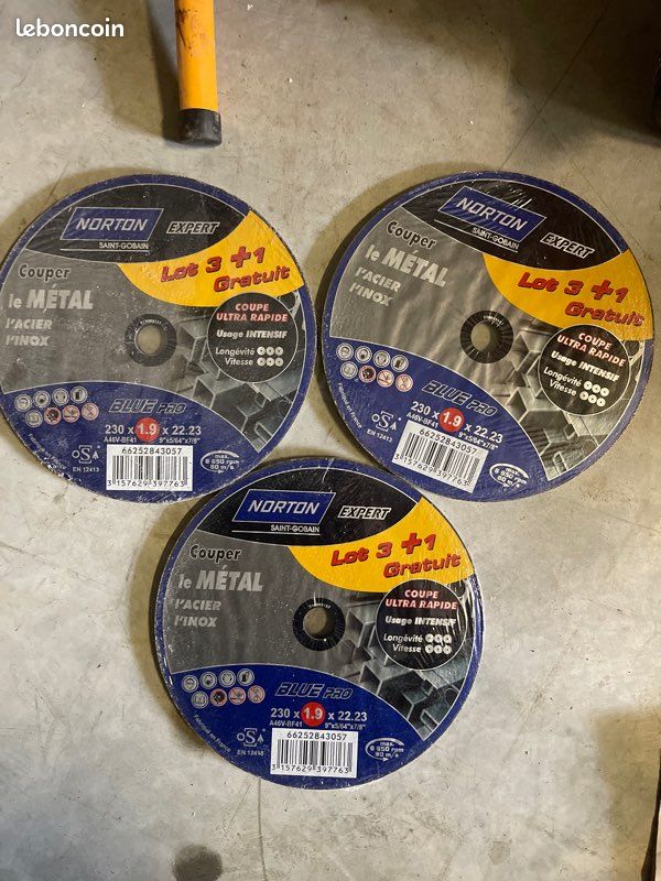 Lot de 4 disques / meules diamètre 230mm Métal acier Inox Norton expert saint-gobain (image 2)