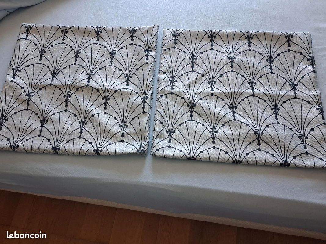 Tête de lit tissu gris + 2 taies coussins assorties (image 2)