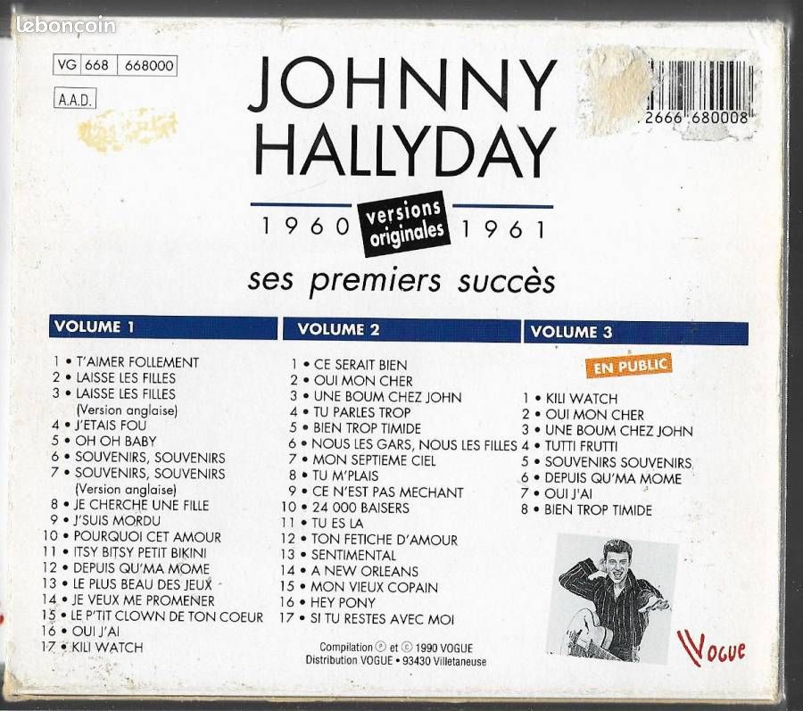 Coffret 3 cd neuf picture disc 42 titres JOHNNY HALLYDAY ses premiers succès 1960 1961 VOGUE 668000 (image 7)