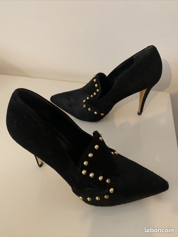 Chaussures Bottines en Cuir à Poils Noirs Cosmo Paris P39 (image 6)
