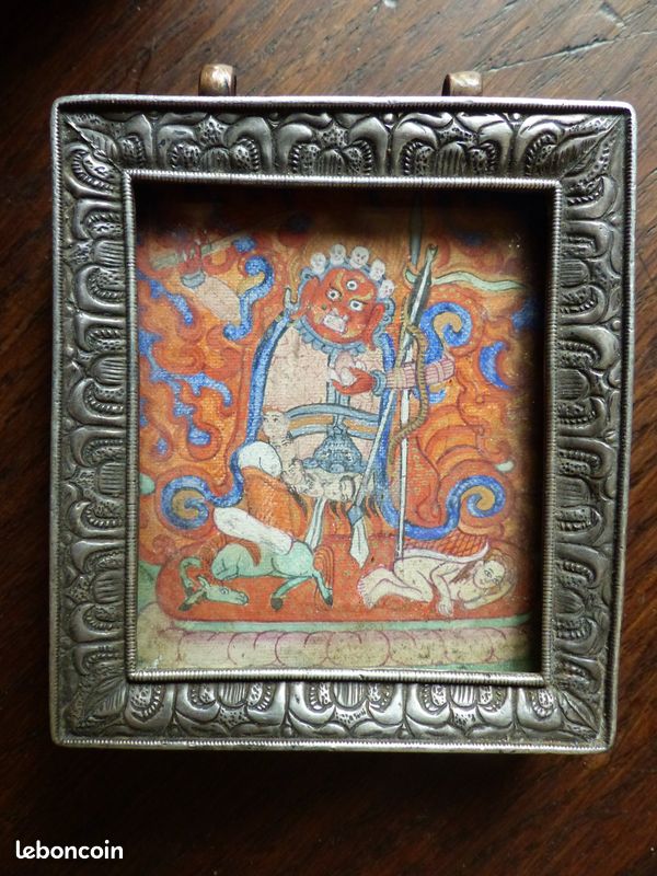 Gau Ghau Tibetain reliquaire bouddhiste 19 s. Tibet Hayagriva thangka tanka (image 1)