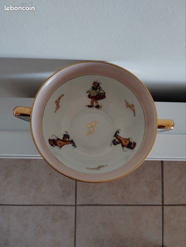 Bol ancien à soupe ou bouillon porcelaine Jammet Seignolles Limoges (image 5)