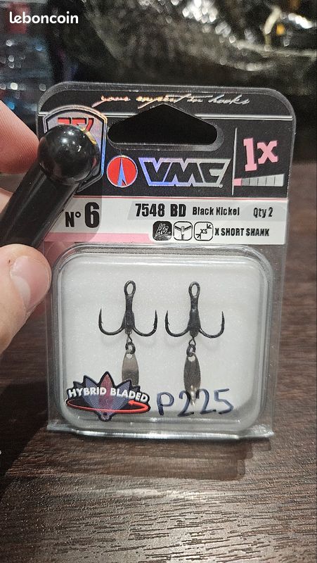 Hamecon triple carnassier vmc inline 2x renforce 7554 - black nickel - par 5