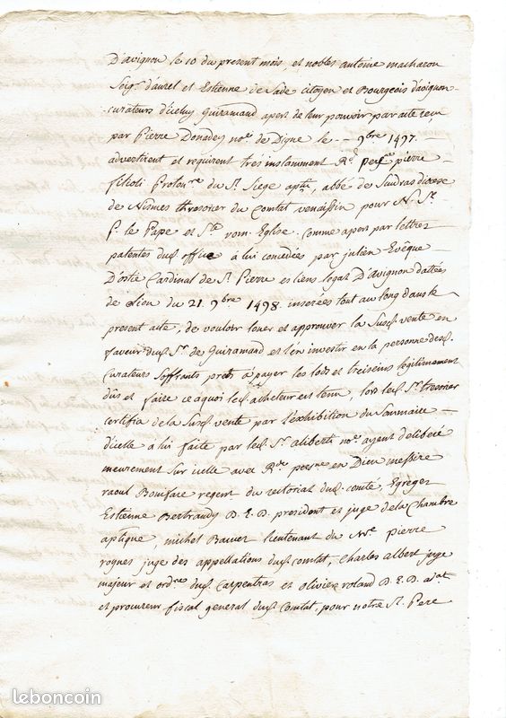 Copie de l'Acte de vente du CHÂTEAU D' ENTRECHAUX 1499 [ ENTRECHAUX VAUCLUSE] (image 3)