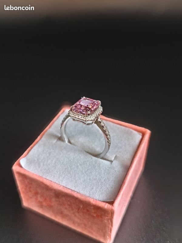 Bague argent 925 rosé zirconias multicolores