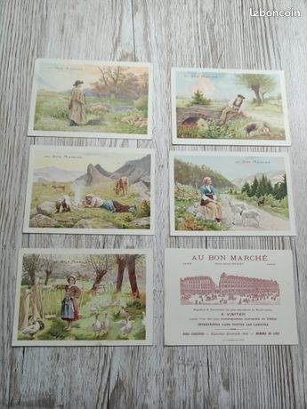 Lot De 3 Chromos Au Bon Marché – Série Scènes Champêtres Originales
