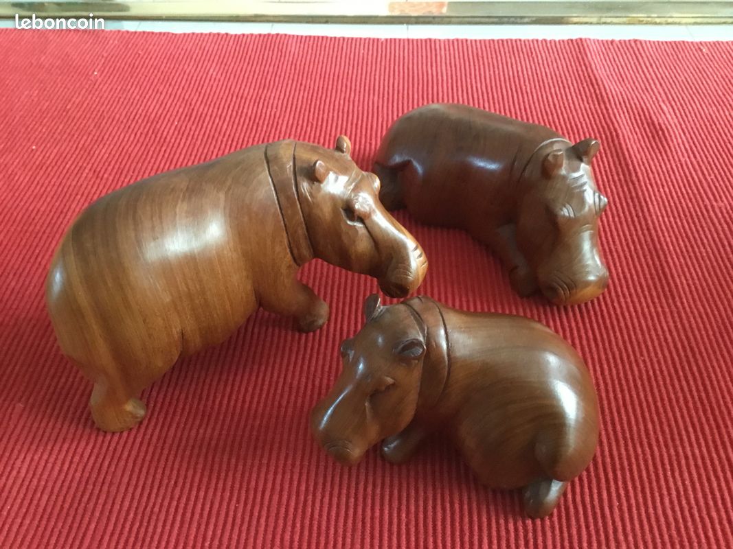 Statue d’hippopotames en bois exotique (image 2)