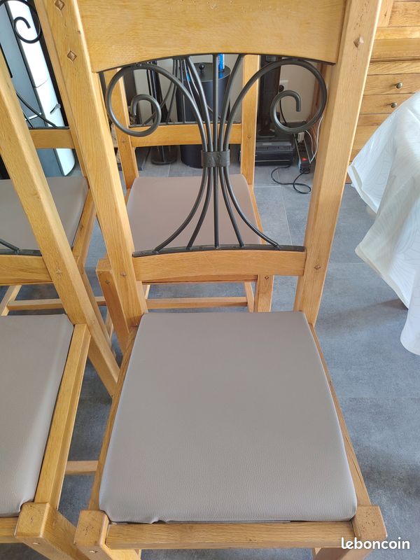Vends 6 chaises chêne massif et fer forgé (image 2)