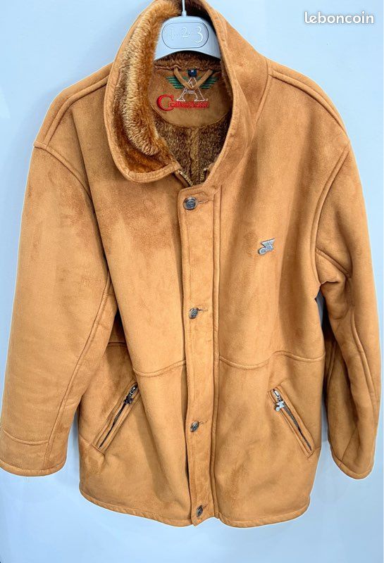 Veste jacket en fausse fourrure marron collezioni style daim homme