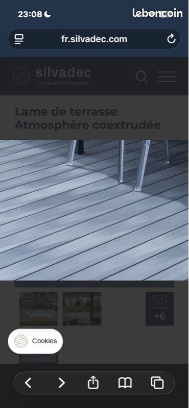 Lame de terrasse Silvadec + clips, bois composite grise neuve (image 2)