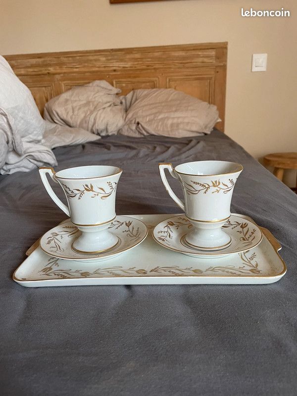 Images D'Orient Set Cadeau 2 En 1 Boîte Métal + 4 Tasses Espresso 60ml Oiseau De Paradis Vintage