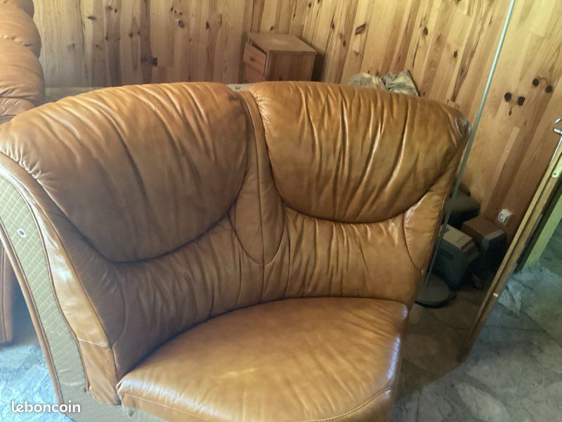 Canapé cuir caramel (image 5)