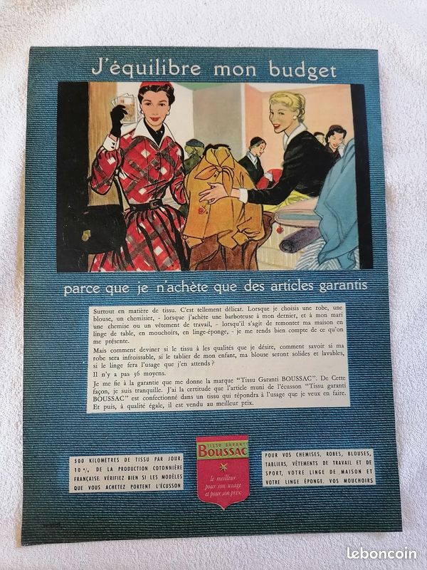 Publicités anciennes pour vêtements divers années 50 60 Collection