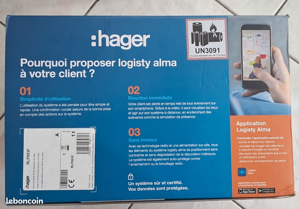 Télécommande Hager RLF003X 4 Touches 8 Fonctions - Pour Alarme Et Confort - Neuf Sous Blister