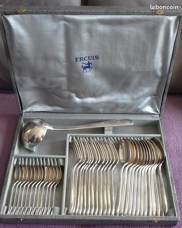 Ménagère 37 Couverts – Métal Argenté Ercuis – Modèle Senlis – Très Bon état