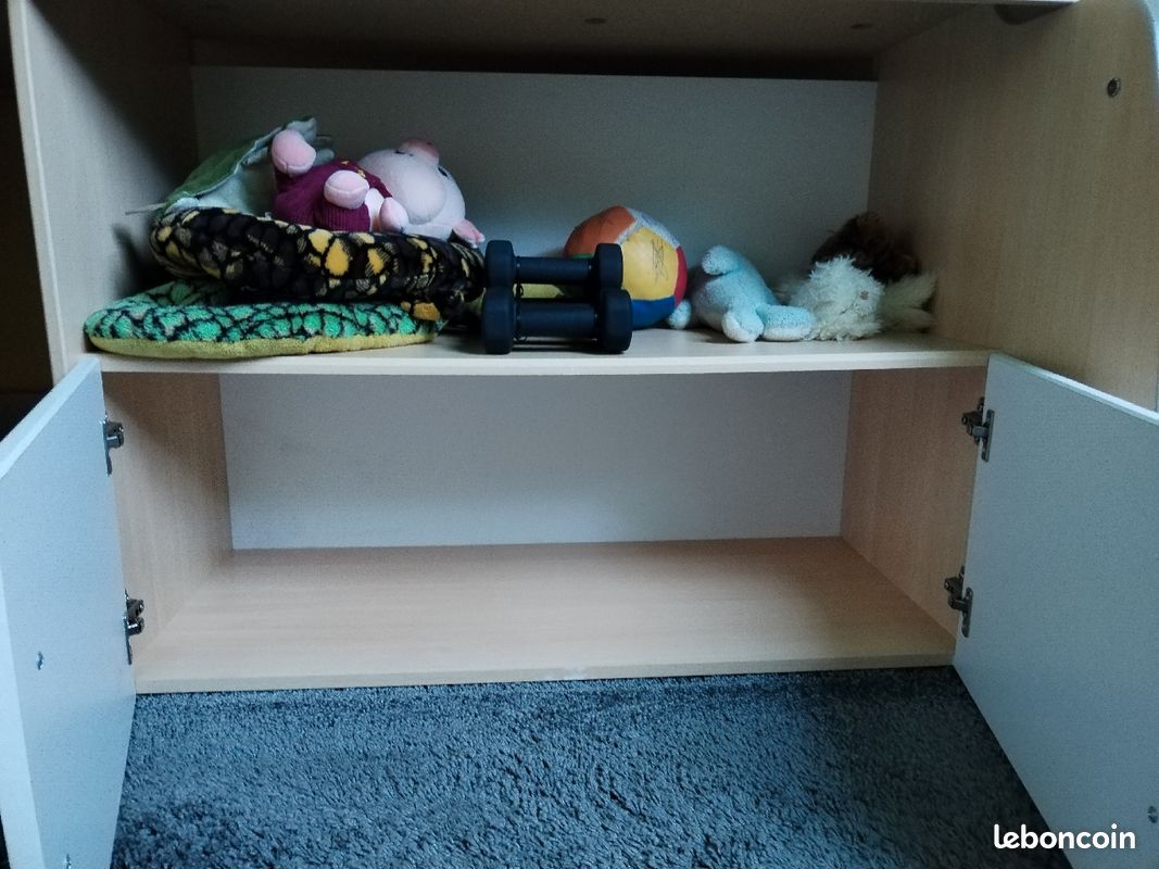 Lit superposé simple avec espace de rangement et bureau coulissant (image 3)