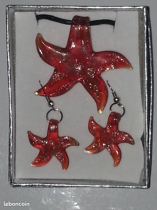 Lot de 6 boites/coffrets : pendentifs + boucles d'oreilles en verre NEUFS (image 4)