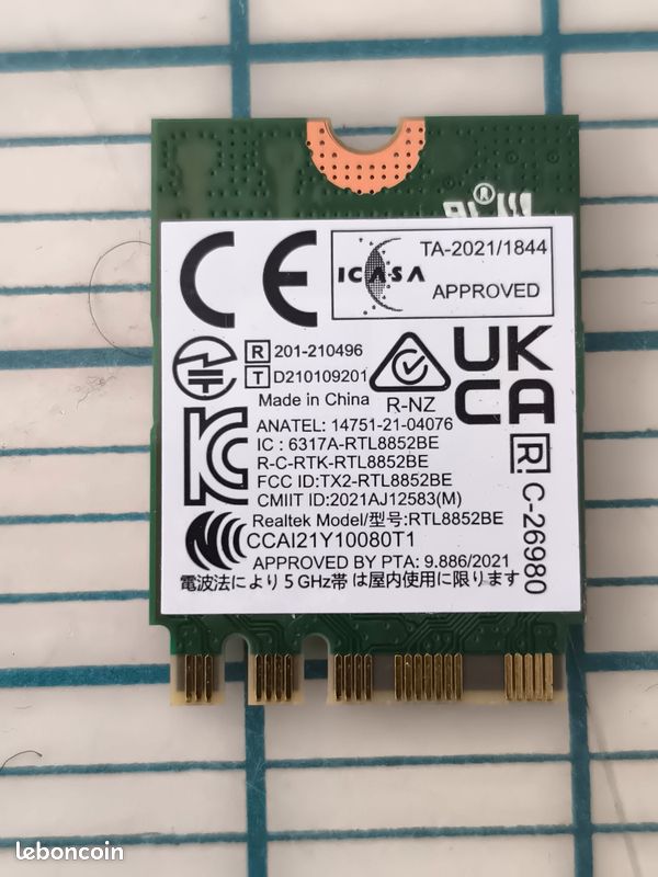 Carte Wi-Fi M.2 Realtek RTL8852BE - Dual Band 2.4/5 GHz - Bluetooth 5.2 (image 2)