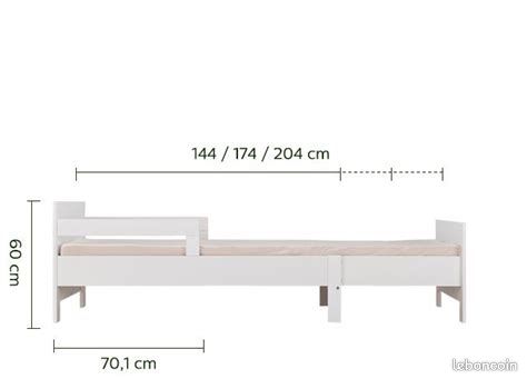 Lit évolutif enfant à adolescent Alinea Ref. LILOU 3 longueurs réglables 90x140 ou 90x170 ou 90x200 cm taille enfant puis ado + grands tiroirs + sommier à lattes + en option matelas évolutif (image 2)