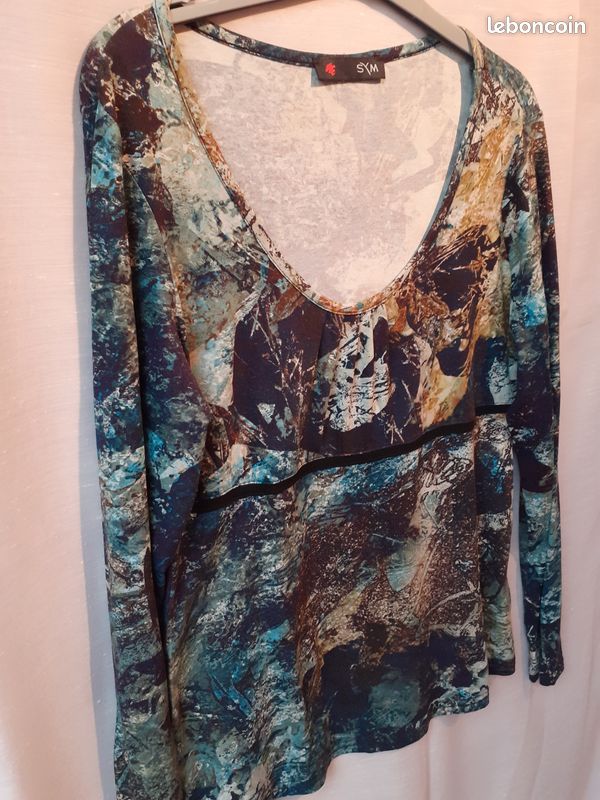 Blouse femme camaieu bleu Sym (image 3)