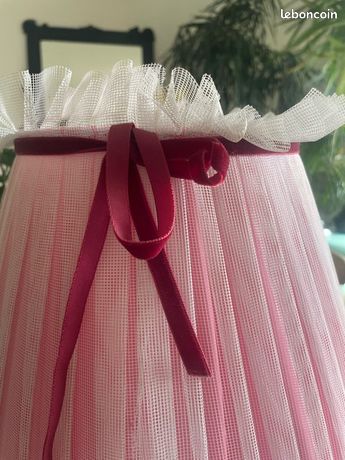 Abat-jour cylindrique tissu indien noir et rose
