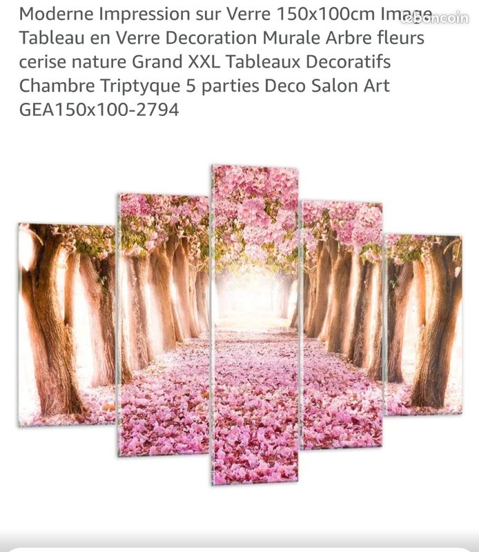 Tableau Déco Tulup Impression Sous Verre 125x50 Cm - Feuille Rosée Gouttes D'Eau