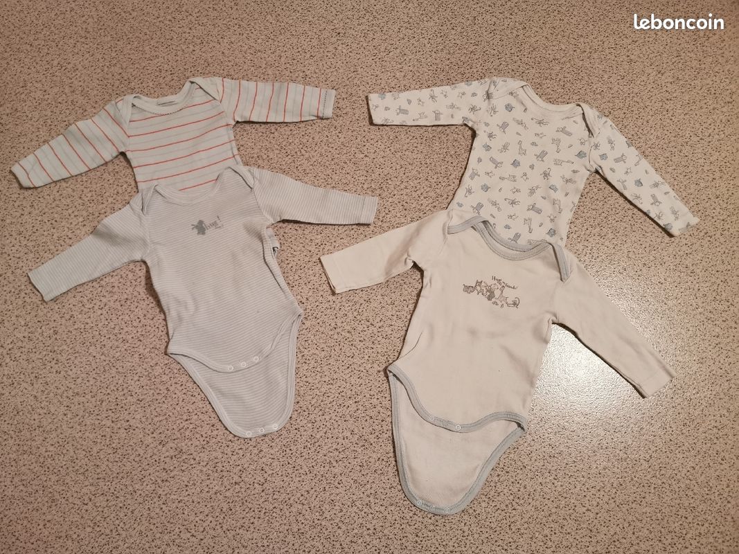 Lot de 4 bodies manches longues 3 mois (image 1)