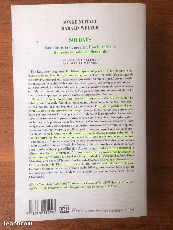 Sönke Neitzel et Harald Welzer, Soldats : Combattre, tuer, mourir : Procès-verbaux de récits de soldats allemands, Gallimard, nrf Essais (image 3)