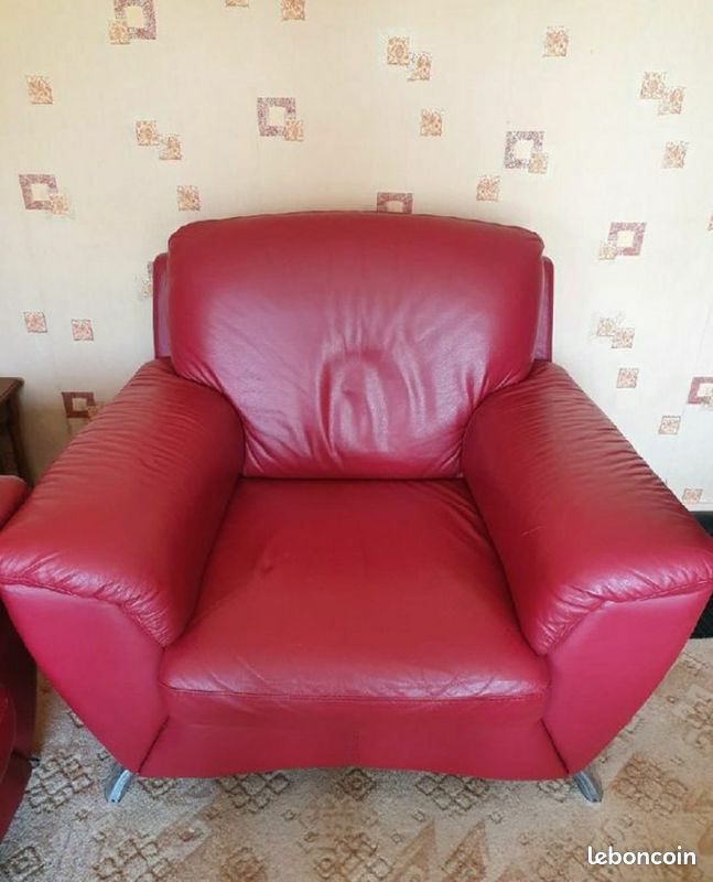 Canapé et fauteuils en cuir véritable (image 3)
